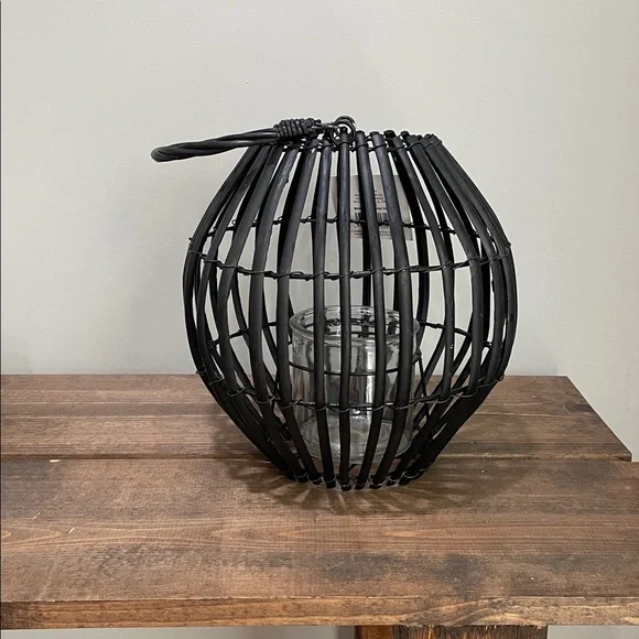 Black Rattan Lantern - Picture 2 of 7